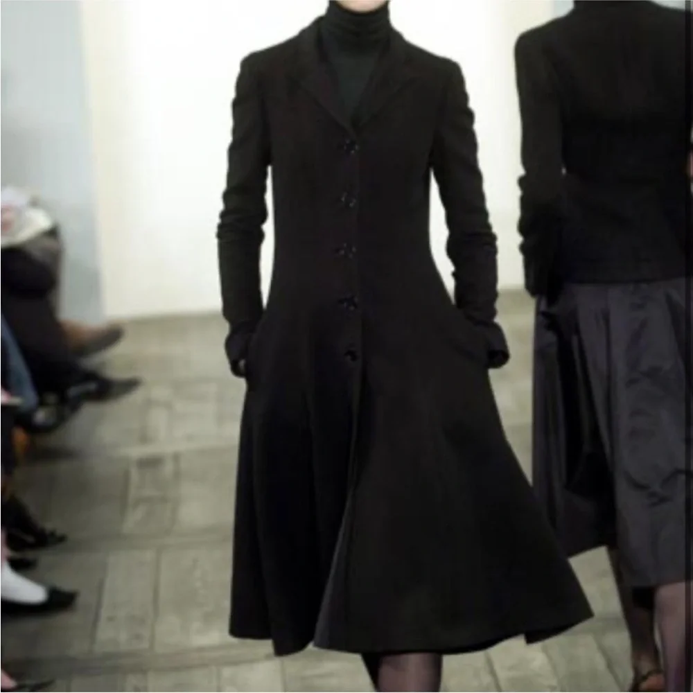 Vintage Ralph Lauren Collection Flared Wool Cashgora Blend Coat Brown 6 NWT